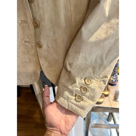 St. John’s Bay Women’s Vintage Tan Suede Leather Jacket, 90s Leather Coat, Sz XL - Picture 5 of 9